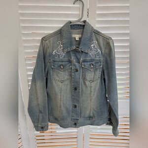 Coldwater Creek Embroidered Denim Jacket Women's Size 10